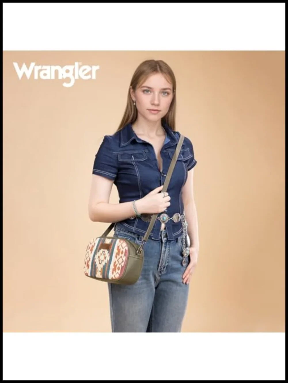 Sherpa Aztec Canvas Western Crossbody Bag Purse